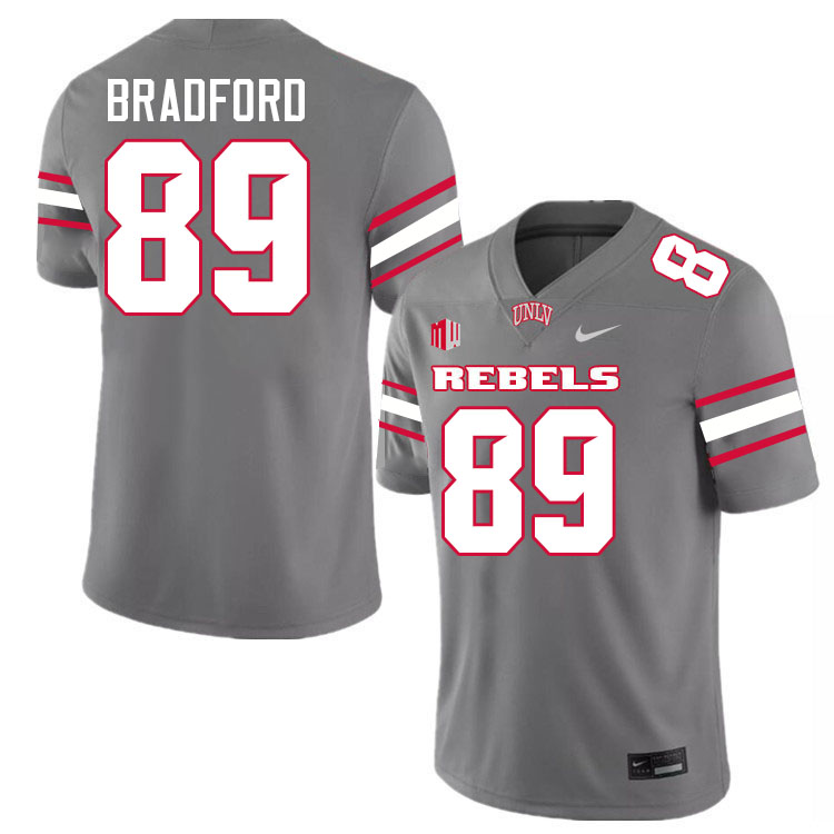 Men #89 Malik Bradford UNLV Rebels College Football Jerseys Stitched-Grey